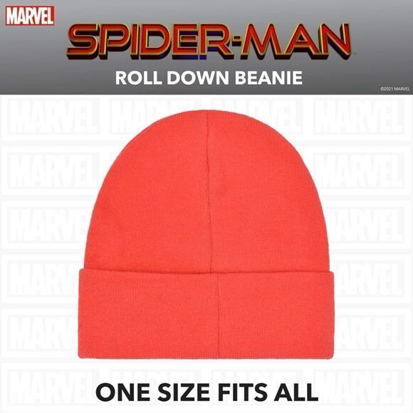 Concept One Marvel Spider Man Roll Down Cuff Beanie Knitted Hat Skull Cap NWT - Picture 5 of 7
